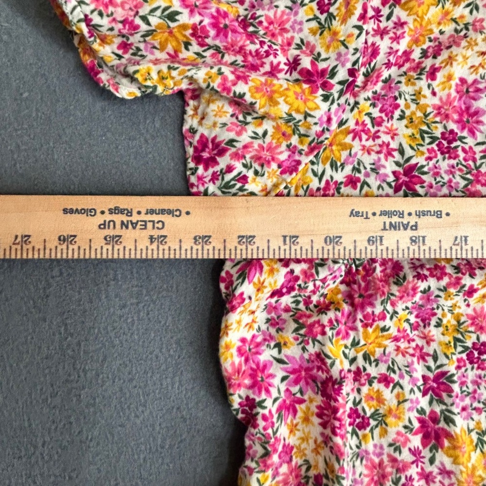 Terra & Sky Top Womens 1X Pink Floral Babydoll Tiered Cotton Short Sleeve Blouse - Picture 6 of 7